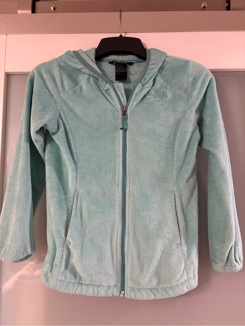 The North Face Kids Mint Green Full-Zip Hooded Fleece Jacket